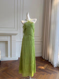 Stunning Prom Dress Halter Tassel Birthday Party Outfits Long Evening Gown HZ0319