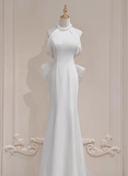 Elegant Wedding Dress Halter Bowknot Mermaid Wedding Dress HZ0319