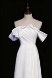 Newest Wedding Dress A Line Off Shoulder Pleated Slit Wedding Dress HZ0319