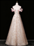 A Line Stunning Prom Dress Off Shoulder Floral Prom Dress Evening Gown Birthday Party Dress HZ0319