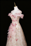 A Line Stunning Prom Dress Off Shoulder Floral Prom Dress Evening Gown Birthday Party Dress HZ0319