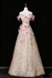 A Line Stunning Prom Dress Off Shoulder Floral Prom Dress Evening Gown Birthday Party Dress HZ0319
