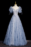 Gorgeous Prom Dress A Line V-neck Pleated Birthday Party Outfits Evening Dress HZ0319