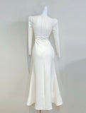 Minimalist Prom Dress Square Neck Pleated Mermaid Cocktail Dress Evening Dress HZ0319