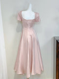 Elegant Prom Dress A Line Square Neck Pleated Evening Dress Birthday Party Outfits HZ0319