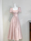 Elegant Prom Dress A Line Square Neck Pleated Evening Dress Birthday Party Outfits HZ0319