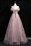 Beauty Prom Dress Off Shoulder Tulle Evening Dress Birthday Party Dress HZ0319