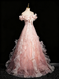 Gorgeous Prom Dress Off Shoulder Ruffle Tulle Evening Dress Birthday Party Dress HZ0319