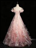 Gorgeous Prom Dress Off Shoulder Ruffle Tulle Evening Dress Birthday Party Dress HZ0319