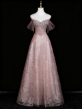 Shiny Prom Dress A Line Off Shoulder Crystal Evening Dress Quinceanera Dress HZ0319