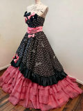 Cute Prom Dress Strapless Tiered Ball Gown Quinceanera Dress Birthday Party Dress HZ0319