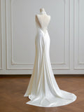 Minimalist Wedding Dress A Line Halter Wedding Dress HZ0319
