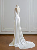 Minimalist Wedding Dress A Line Halter Wedding Dress HZ0319