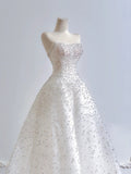 Shiny Wedding Dress Strapless Crystal Wedding Dress HZ0319