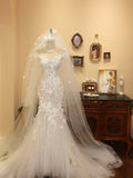Pretty Wedding Dress V-neck Floral Pleated Tulle Wedding Dress HZ0319