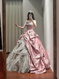 Pretty Prom Dress Strapless Pleated Tulle Ball Gown Birthday Party Dress HZ0319
