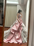 Pretty Prom Dress Strapless Pleated Tulle Ball Gown Birthday Party Dress HZ0319