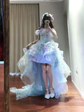 Beauty Homecoming Dress Off Shoulder Hi-lo Hem Tulle Birthday Party Dress HZ0319