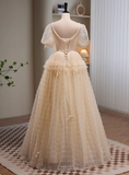 Sweet Prom Dress V-neck Tulle Pleated Quinceanera Dress Evening Dress HZ0319