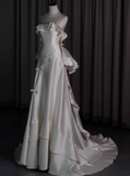 New Arrival Wedding Dress A Line Crew Neck Ruffle Wedding Dress HZ0319