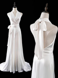 Minimalist Wedding Dress A Line Halter Pleated Wedding Dress HZ0319