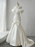 Stunning Wedding Dress Off Shoulder Pleated Mermaid Wedding Dress HZ0319