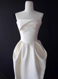 Minimalist Wedding Dress Strapless Pleated Wedding Dress HZ0319