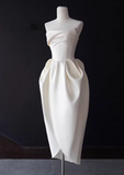 Minimalist Wedding Dress Strapless Pleated Wedding Dress HZ0319