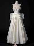 Charming Wedding Dress A Line Strapless Flower Pleated Wedding Dress HZ0319