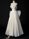 Charming Wedding Dress A Line Strapless Flower Pleated Wedding Dress HZ0319