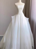 Pretty Wedding Dress Strapless Pleated Tulle Wedding Dress HZ0319