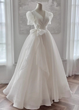 Beauty Wedding Dress V-neck Pleated Wedding Dress HZ0319