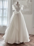Beauty Wedding Dress V-neck Pleated Wedding Dress HZ0319
