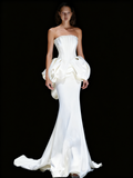 New Arrival Wedding Dress Strapless Pleated Mermaid Wedding Dress HZ0319