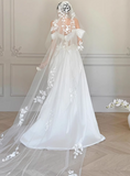 Stunning Wedding Dress Off Shoulder Floral Pleated Wedding Dress HZ0319