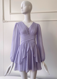 New Arrival Homecoming Dress V-neck Pleated Birthday Party Dress Short Prom Dress HZ0319