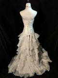 Vintage Wedding Dress Strapless Flower Pleated Ruffle Wedding Dress HZ0319