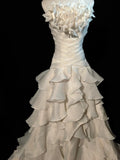 Vintage Wedding Dress Strapless Flower Pleated Ruffle Wedding Dress HZ0319