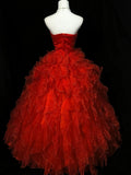 Vintage Prom Dress Strapless Sequins Ruffle Ball Gown Evening Dress HZ0319