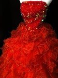 Vintage Prom Dress Strapless Sequins Ruffle Ball Gown Evening Dress HZ0319