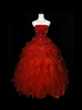 Vintage Prom Dress Strapless Sequins Ruffle Ball Gown Evening Dress HZ0319