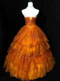 Beauty Prom Dress Strapless Tulle Tiered Ball Gown Quinceanera Dress Evening Dress HZ0319