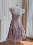 New Design Homecoming Dress Spaghetti Straps Pleated Lace Short Prom Dress Party Dress HZ0319