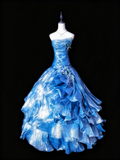 Popular Prom Dress Strapless Pleated Ruffle Evening Dress Ball Gown Sweet 16 Dress HZ0319