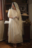 Retro Wedding Dress Crew Neck Pleated Wedding Dress HZ0319