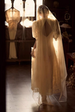 Retro Wedding Dress Crew Neck Pleated Wedding Dress HZ0319