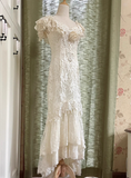 Vintage Wedding Dress Crew Neck Lace Pleated Wedding Dress HZ0319