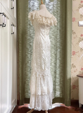 Vintage Wedding Dress Crew Neck Lace Pleated Wedding Dress HZ0319