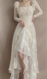 Vintage Wedding Dress Square Neck Pleated Wedding Dress HZ0319
