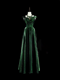 Elegant Prom Dress Dark Green A Line Straps Pleated Evening Dress Gala Dress HZ0319